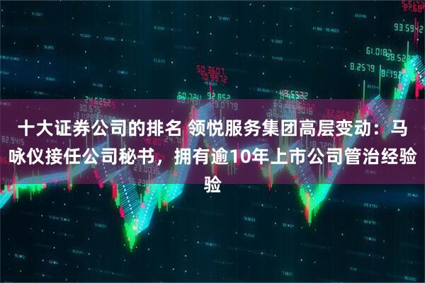 十大证券公司的排名 领悦服务集团高层变动：马咏仪接任公司秘书，拥有逾10年上市公司管治经验